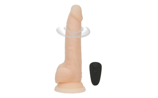 Addiction Rotating Vibrating Dildo With Remote 8 Inch Vanilla - Vibrating Dildos