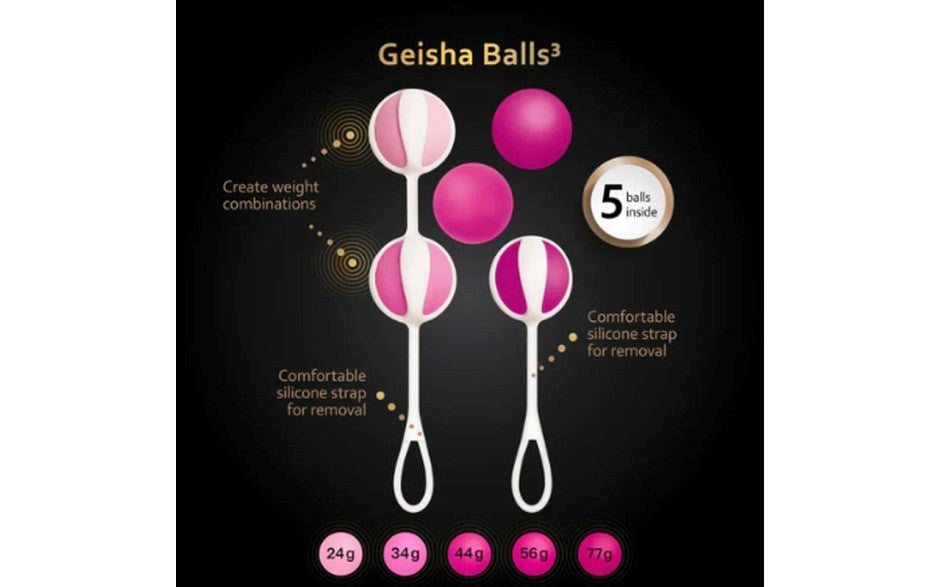 Gvibe Geisha Love Balls 3 Sugar Pink - - Love Eggs and Kegel Exercisers