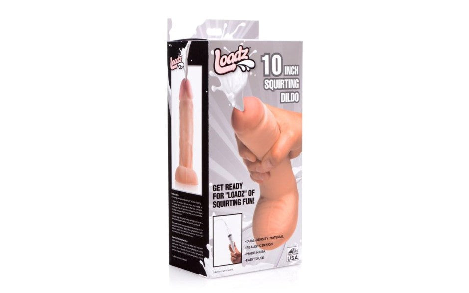 Loadz Ultra Lifelike Dual Density Squirting Dildo With Syringe 10 Inch - - Realistic Dildos