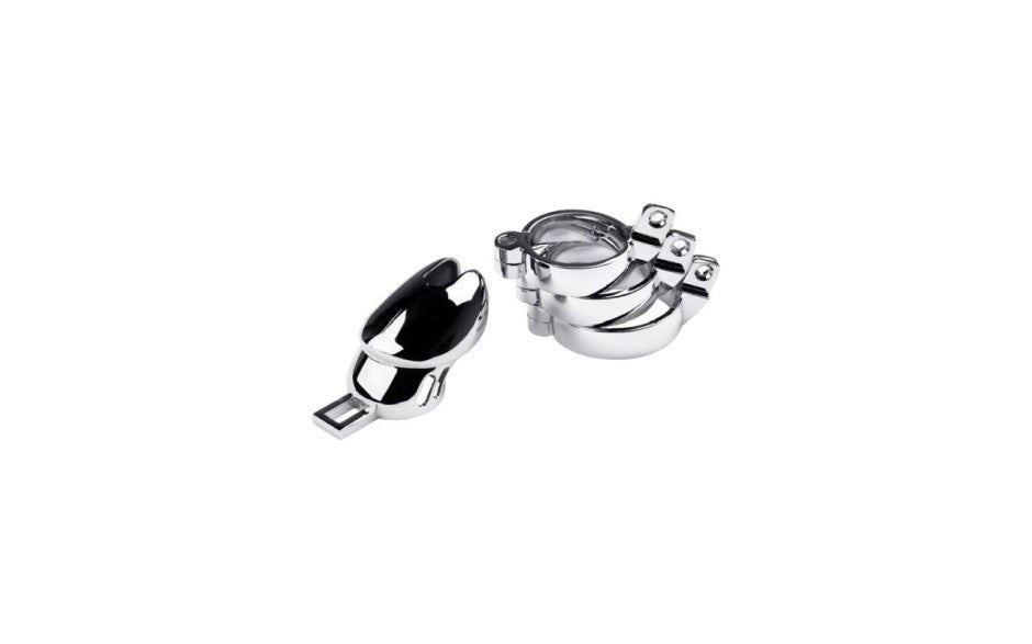 Metal Silver Metal Adjustable Male Chastity Cage - - Male Chastity