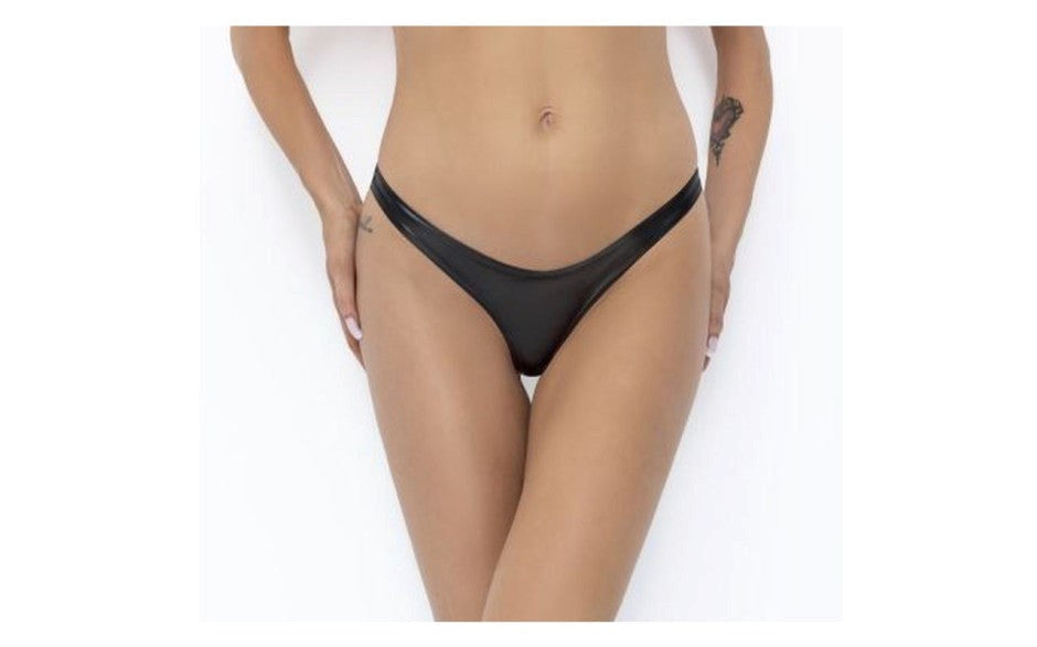 Noir Handmade Power Wetlook Womens Thong - - Her Fetish