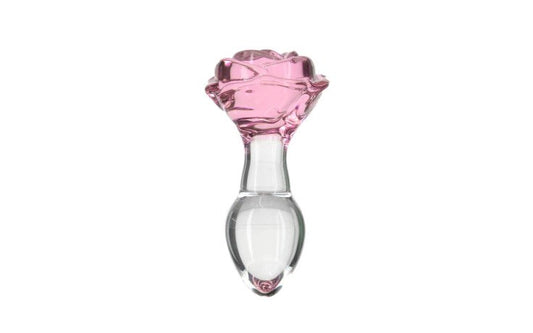 Pillow Talk Rosy Luxurious Glass Anal Plug With Clear Gem - Butt Plugs