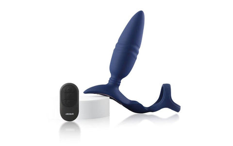 Arosum Ring n Rear Dual Thrusting Anal Probe With Cock Ring & Remote - Butt Plugs