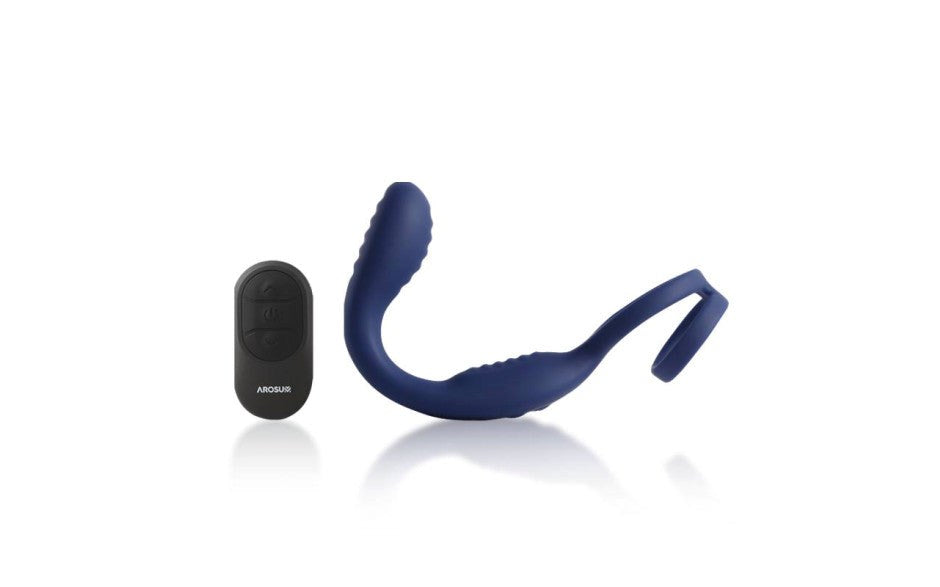 Arosum VibraDuo Vibrating Anal Probe & Perineum Stimulator With Cock Ring - - Butt Plugs