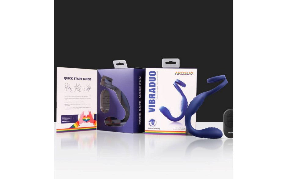 Arosum VibraDuo Vibrating Anal Probe & Perineum Stimulator With Cock Ring - - Butt Plugs