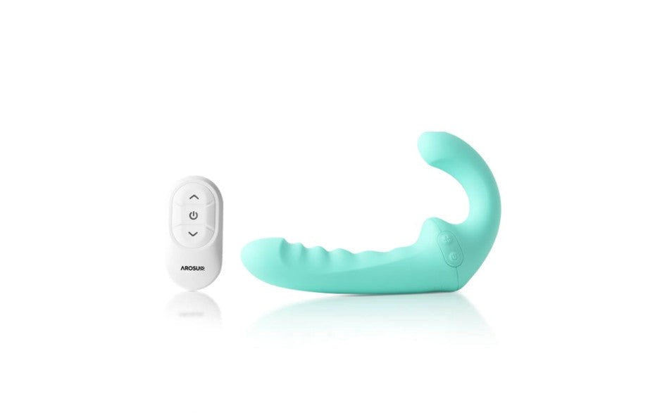 Arosum VibraTwin Remote Control Rechargeable Come Hither Strapless Strap On - - Strap On Sextoys