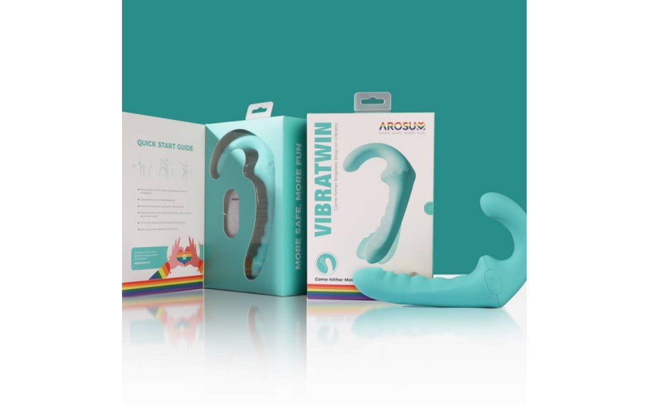 Arosum VibraTwin Remote Control Rechargeable Come Hither Strapless Strap On - - Strap On Sextoys