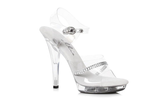 Ellie Shoes 5 Inch Heel Clear Sandals with Rhinestones - Womens Footwear