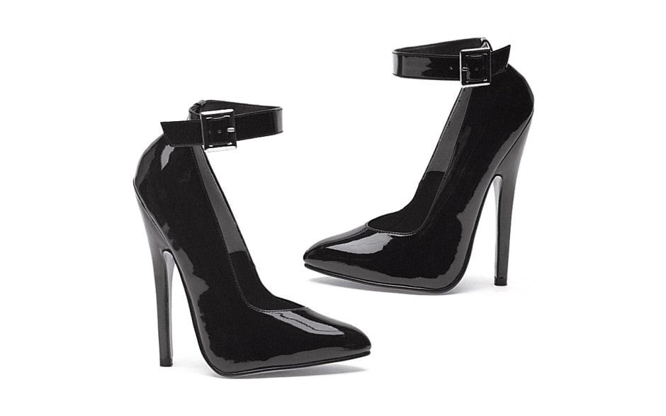 Ellie Shoes 6 Inch Fetish Pump With Ankle Strap Black - - Womens Footwear