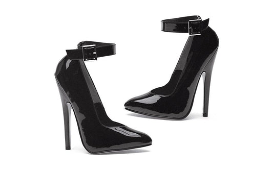 Ellie Shoes 6 Inch Fetish Pump With Ankle Strap Black - Womens Footwear