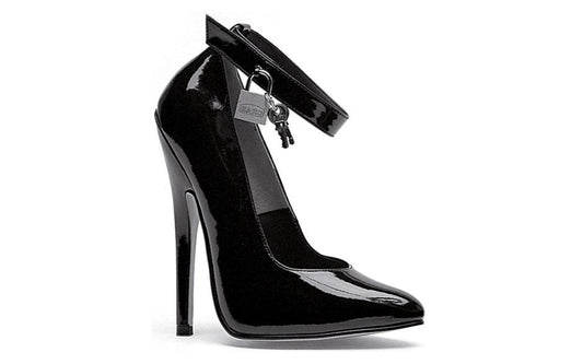 Ellie Shoes 6 Inch Fetish Pump With Lock and Key Black - Womens Footwear