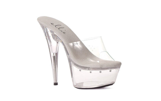 Ellie Shoes 6 Inch Heel Slip On Rhinestone Platform Clear - Womens Footwear