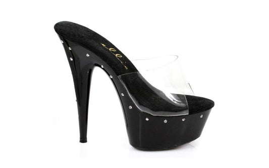 Ellie Shoes Slip On Rhinestone Platform Black 6 Inch Heel - Womens Footwear