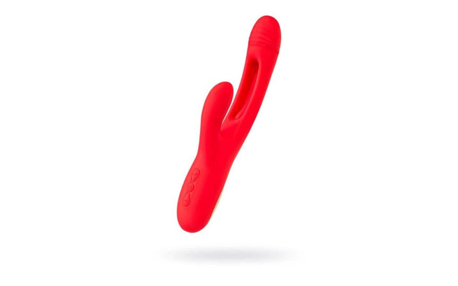 JOS Patti Moving Tongue Multi Function Rabbit Vibrator Red - - Rabbit Vibrators