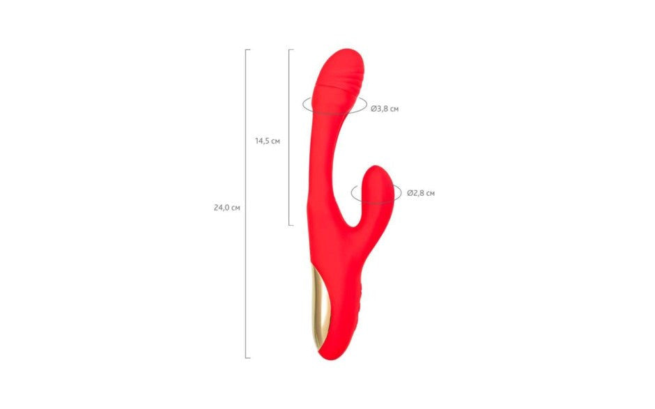 JOS Patti Moving Tongue Multi Function Rabbit Vibrator Red - - Rabbit Vibrators