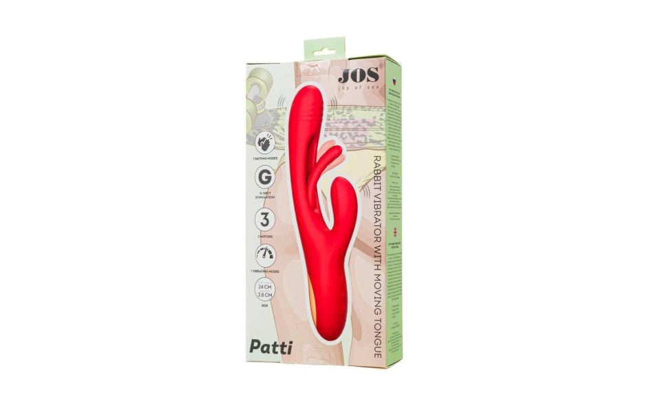 JOS Patti Moving Tongue Multi Function Rabbit Vibrator Red - - Rabbit Vibrators