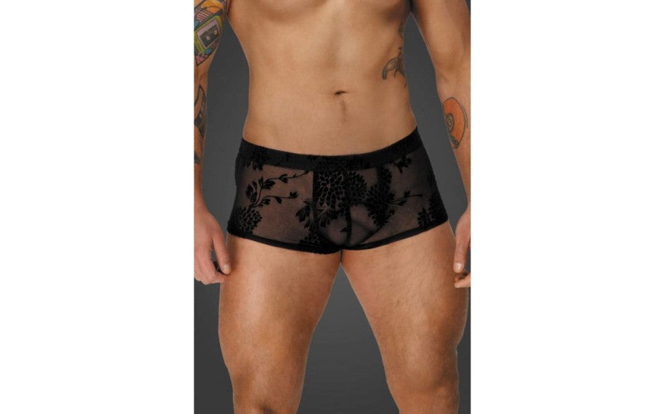 Noir Handmade Mens Flock Embroidery Short-Shorts - - His Fetish