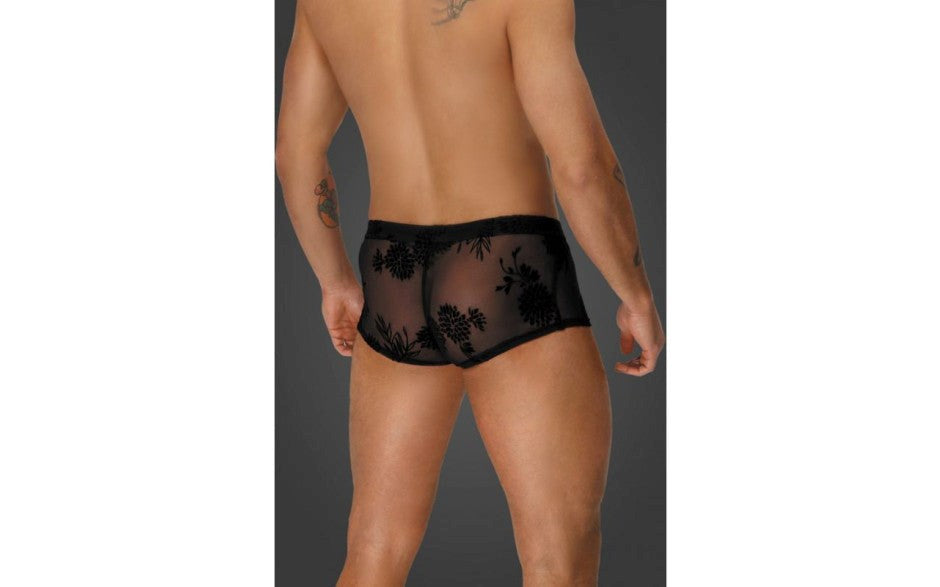 Noir Handmade Mens Flock Embroidery Short-Shorts - - His Fetish