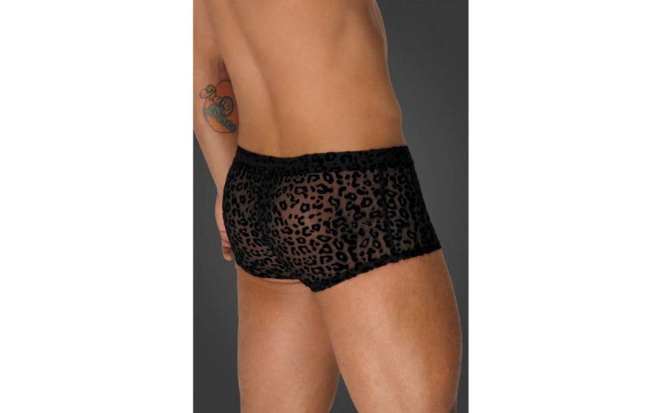 Noir Handmade Mens Leopard Flock Short Shorts - - His Fetish