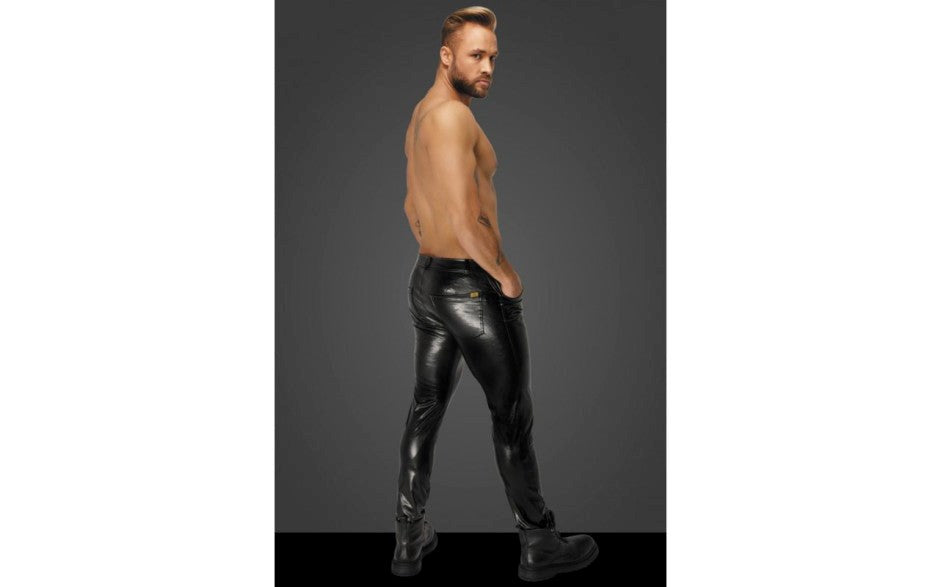 Noir Handmade Snake Wetlook Long Pants with Back Pockets Black - - His Fetish