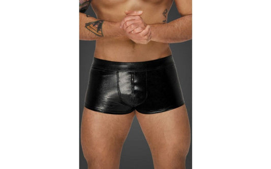 Noir Handmade Snake Wetlook Mens Fetish Wear Short Shorts - His Fetish