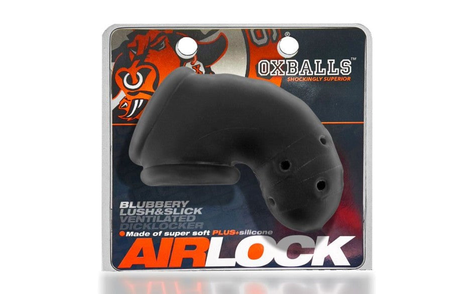 Oxballs Airlock Air Lite Vented Male Chastity Device Black Ice - - Male Chastity