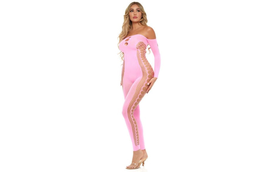 Pink Lipstick Diamond Drippin Sexy Bodystocking - - Body Stockings