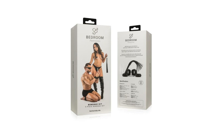 Bedroom Fantasies Kinky Bondage Set 5 Piece Black - - Bondage Kits