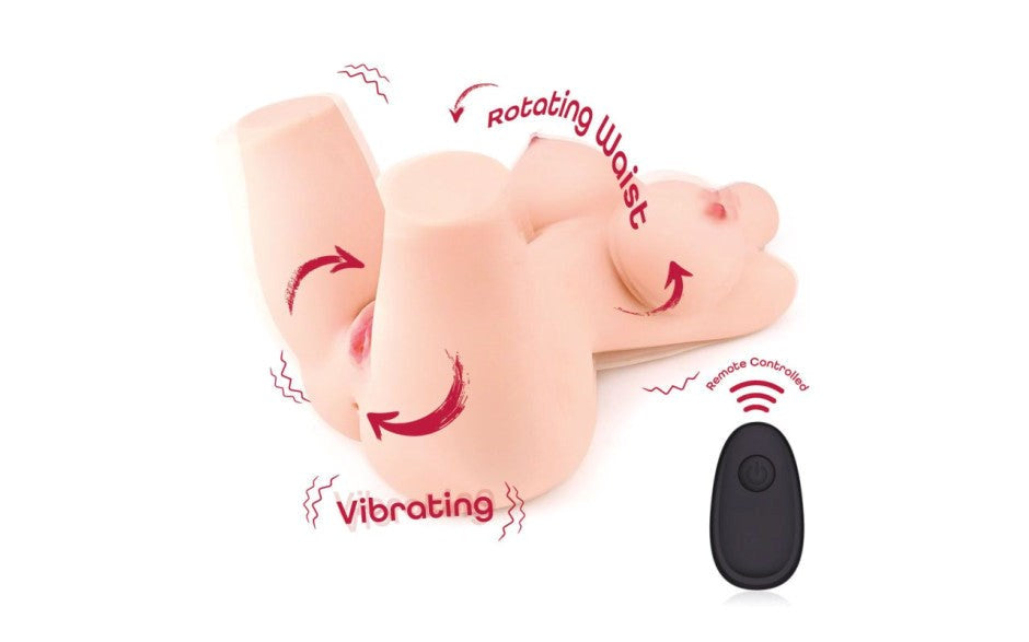 Daytona Nicky Remote Control Rotating & Vibrating Love Torso Masturbator - - Love Dolls