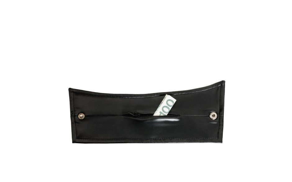 Noir Handmade Mens Wrist Wallet Pair With Hidden Zipper Black - - His Fetish