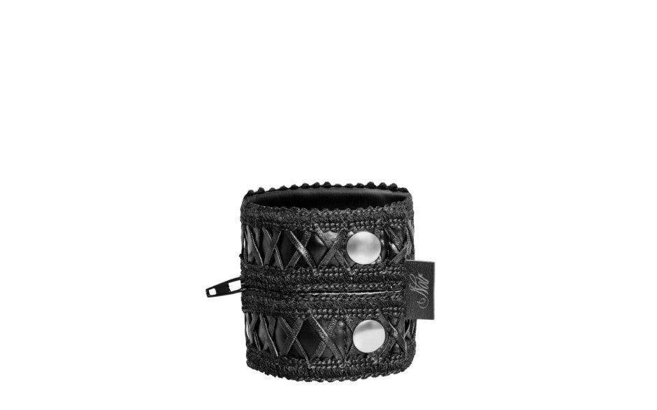 Noir Handmade Womens Wrist Wallet With Hidden Zipper Black - - Her Fetish