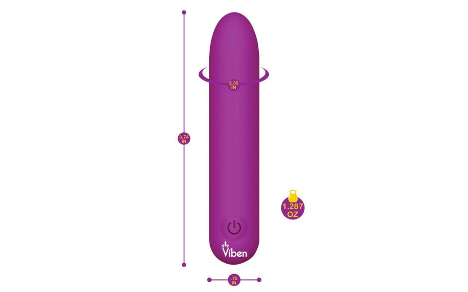 Viben Bombshell 5 Speed USB Rechargeable Mighty Bullet Vibrator Berry - - Bullet Vibrators