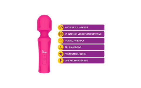 Viben Mighty Muse Vibrating Body Wand Massager Hot Pink - Body Wands