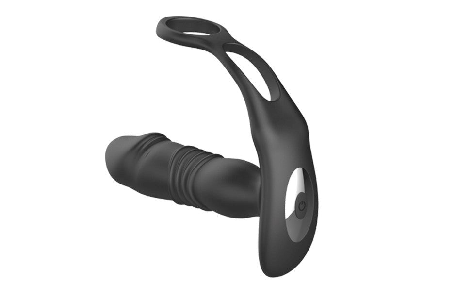 X MEN Thrusting Silicone Butt Plug With Cock Ring & Remote - - Butt Plugs