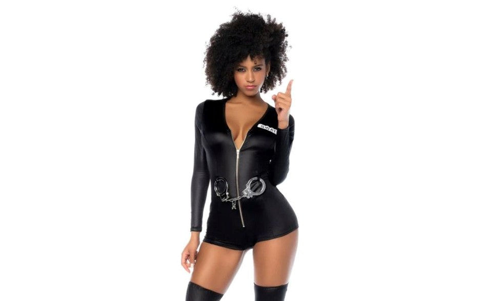 Mapale 2 Piece Sultry Swat Officer Womens Costume Black - - Fancy Dress Ups