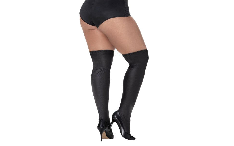 Mapale Sexy Womens Thigh Highs Vinyl Gloss Black - - Her Fetish