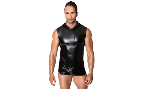 Noir Handmade Frenzy Super Stylish Sleeveless Hoodie - His Fetish
