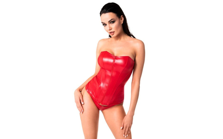 Noir Handmade Mysteria BDSM Play Corset Red - - Her Fetish