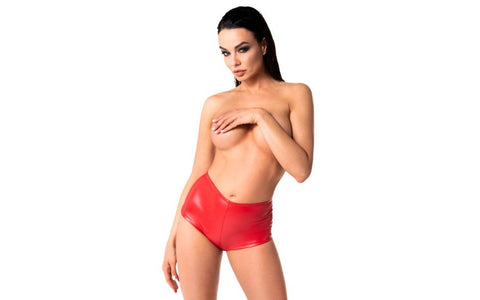 Noir Handmade Womens High-Waisted Mysteria Shorts Red - Her Fetish