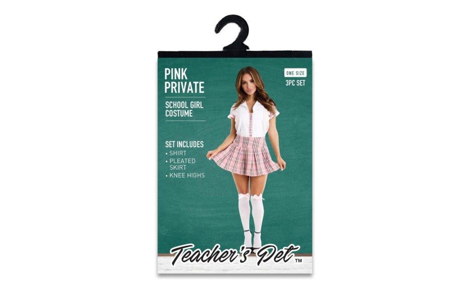 Teachers Pet 3 Piece Pink Private School Girl Costume - - Fancy Dress Ups