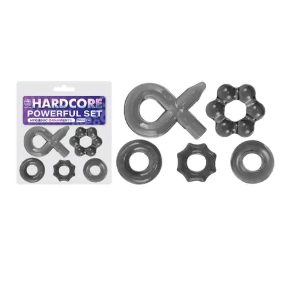 Excellent Power Hardcore Powerful 5 Cock Rings Set - - Cock Ring Sets