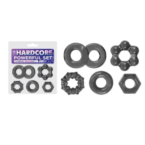 Excellent Power Hardcore Powerful 5 Piece Cock Ring Set - Cock Ring Sets