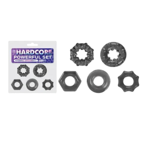Excellent Power Hardcore Powerful 5 Piece Stretchy Cock Rings - Cock Ring Sets