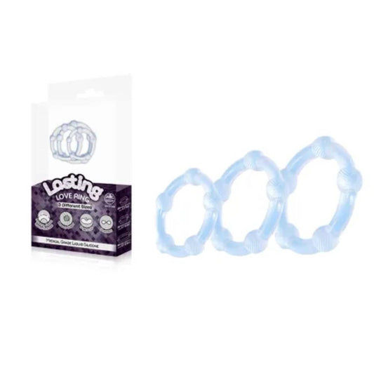Excellent Power Lasting 3 Piece Beaded Love Rings Set - Cock Ring Sets