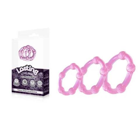 Excellent Power Lasting 3 Piece Beaded Love Rings Set - Cock Ring Sets
