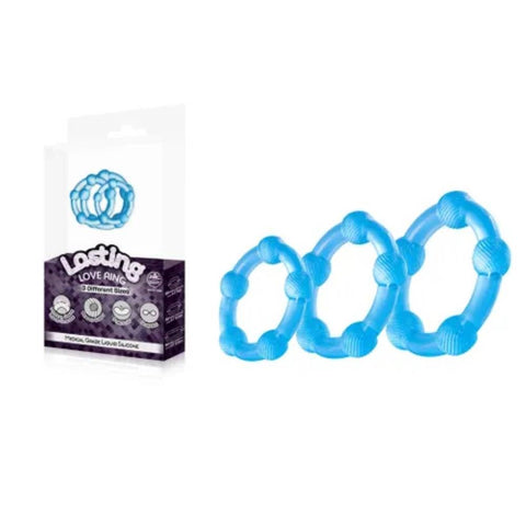 Excellent Power Lasting 3 Piece Beaded Love Rings Set - Cock Ring Sets
