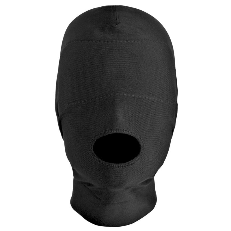 BDStyle Disguise Open Mouth Hood with Padded Blindfold Black Large - - Bondage Hoods