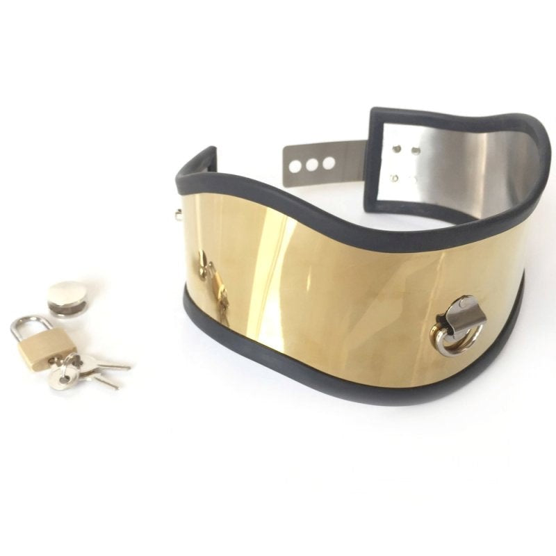 BDStyle Posture Unisex Adjustable Golden Collar Small - - Collars and Leads