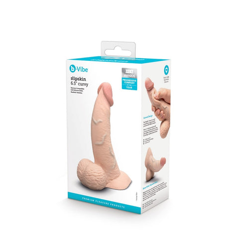 B-Vibe Slipskin Curved Realistic Silicone Dildo 6.5 Inch - Realistic Dildos