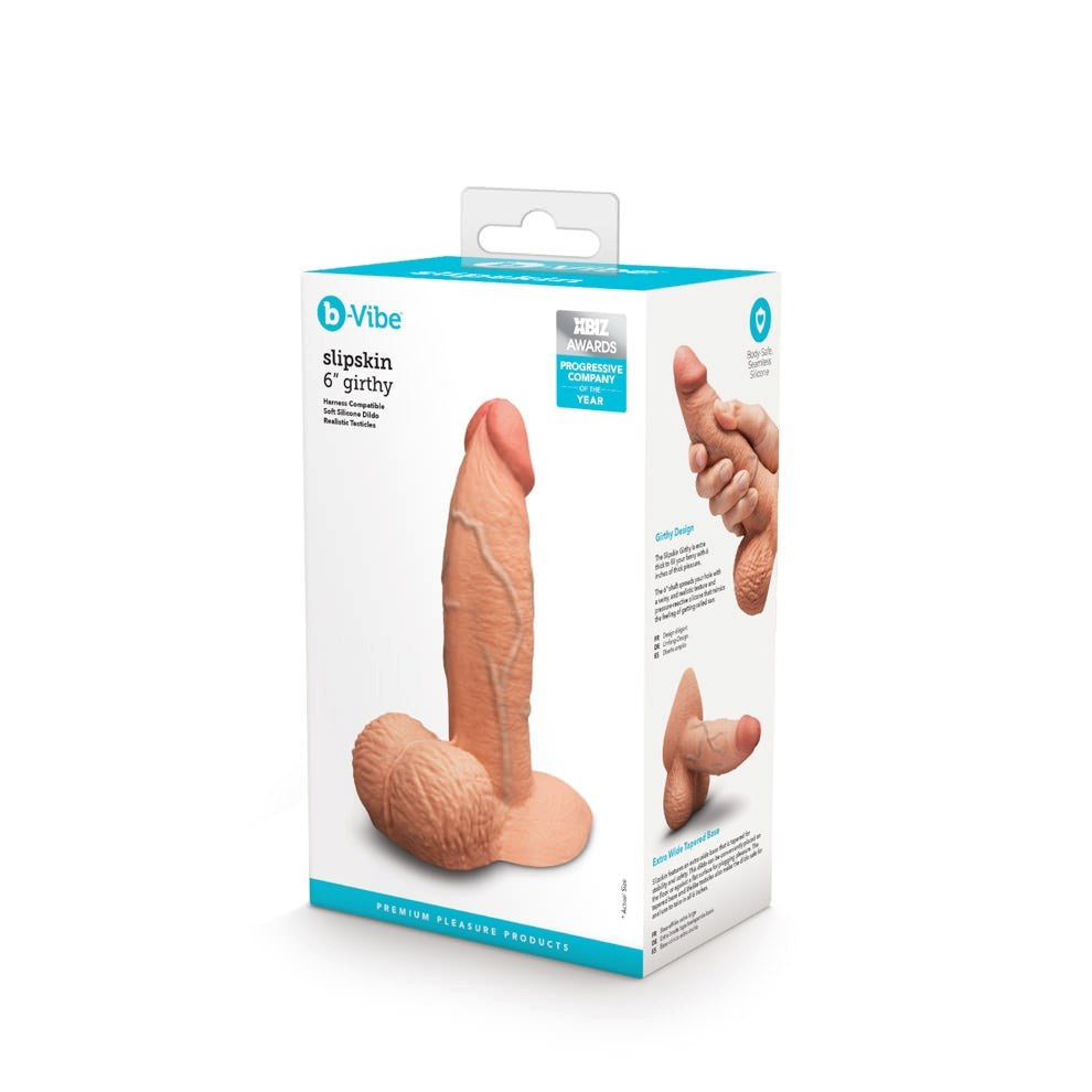B-Vibe Slipskin Girthy 6 Inch Realistic Silicone Dildo - - Realistic Dildos